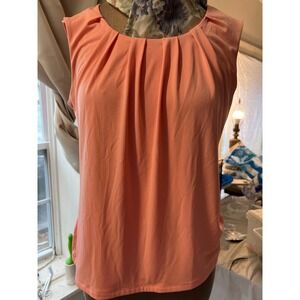 Calvin Klein sleeveless runched scoop neck logo MED feminine soft stretch